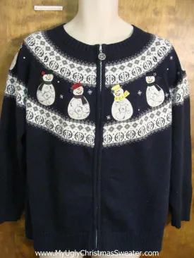 Two Sided Snowman Themed Ugliest Christmas Sweater