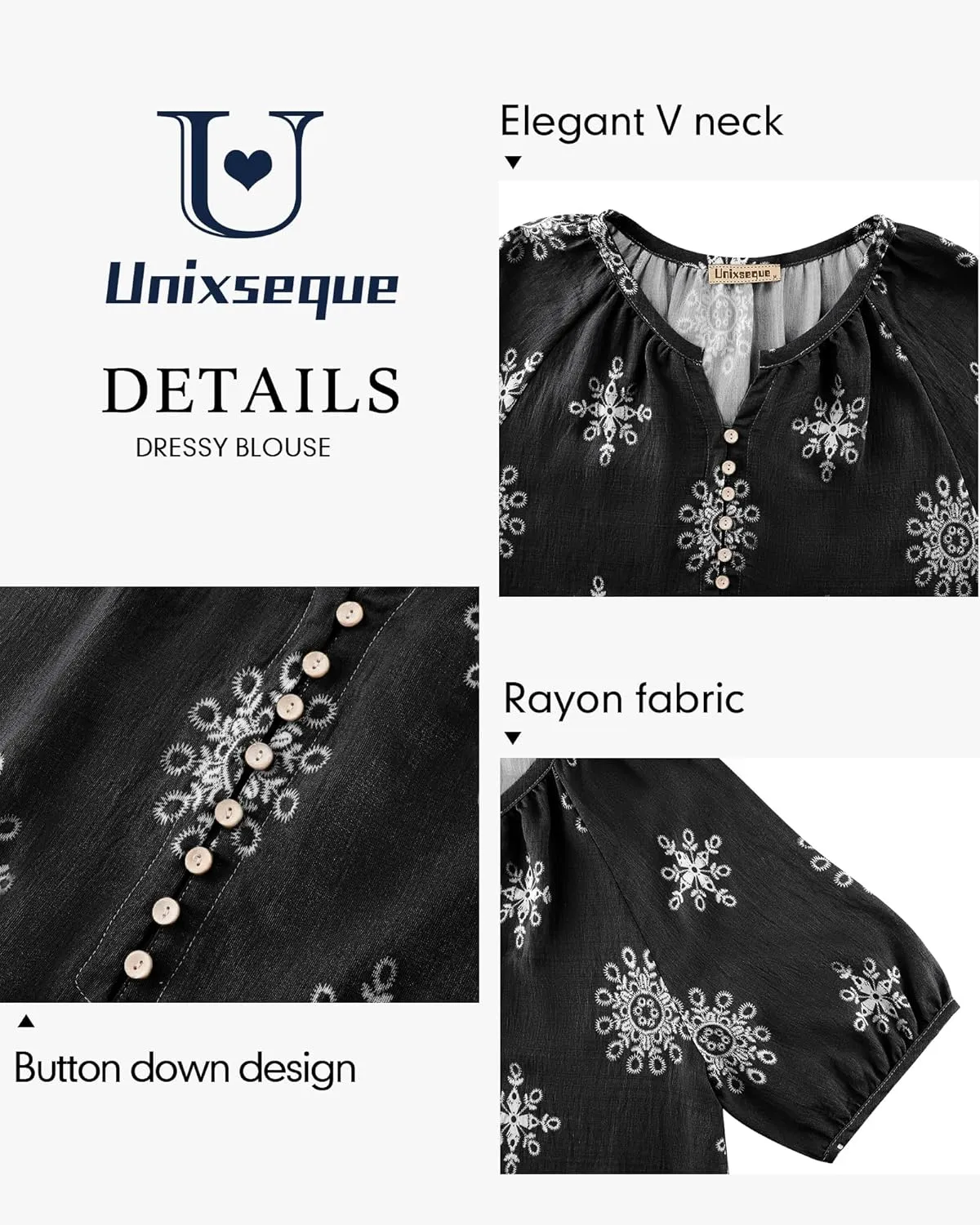 Unixseque Womens Summer Tops V Neck Short Sleeve Blouses Casual Button Down Shirts Floral Boho Clothing Trendy 2025