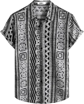 VATPAVE Mens Casual Short Sleeve Button Down Shirts Regular Fit Hawaiian Summer Shirts