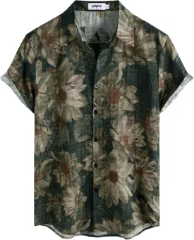 VATPAVE Mens Casual Short Sleeve Button Down Shirts Regular Fit Hawaiian Summer Shirts