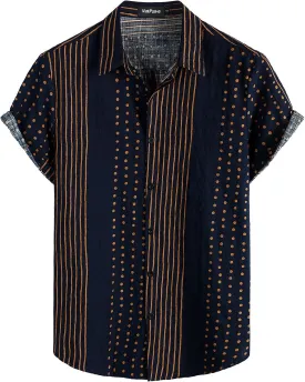 VATPAVE Mens Casual Short Sleeve Button Down Shirts Regular Fit Hawaiian Summer Shirts