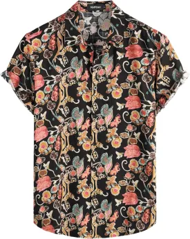 VATPAVE Mens Casual Short Sleeve Button Down Shirts Regular Fit Hawaiian Summer Shirts