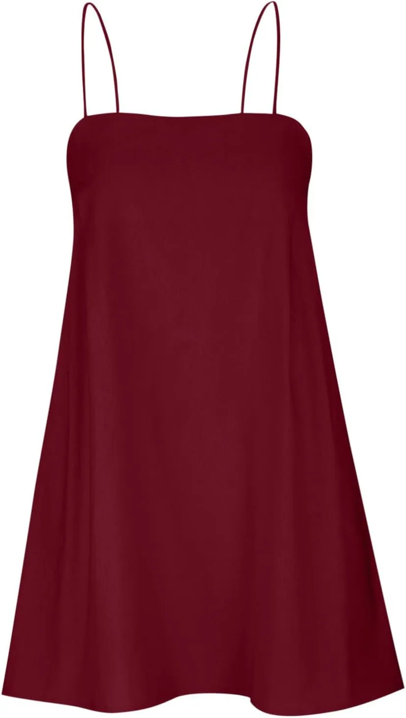 Womens Dresses Sleeveless Spaghetti Strap Off The Shoulder Dresses for Women Linen Mini Petite Dresses 2025