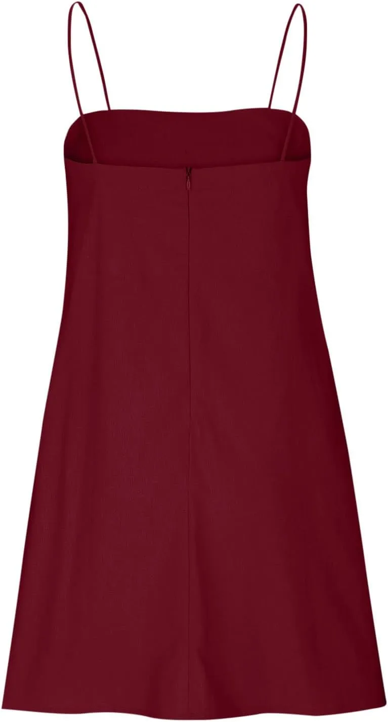 Womens Dresses Sleeveless Spaghetti Strap Off The Shoulder Dresses for Women Linen Mini Petite Dresses 2025