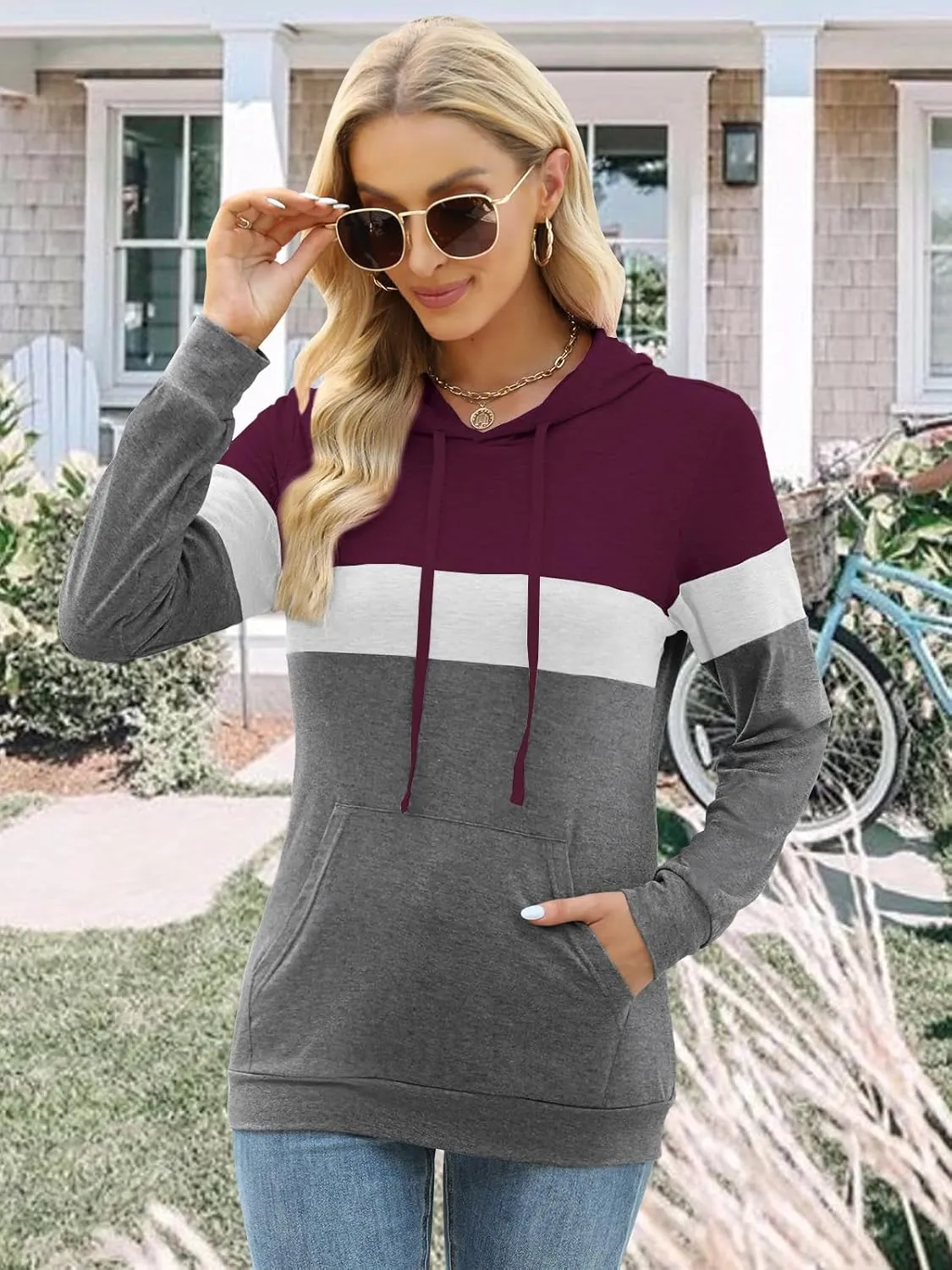 Womens Tops Ladies Tunics Casual Shirts Long Sleeve Hoodie Pullover Blouses Loose Fitting Tees Fashion Clothing Sweatshirts