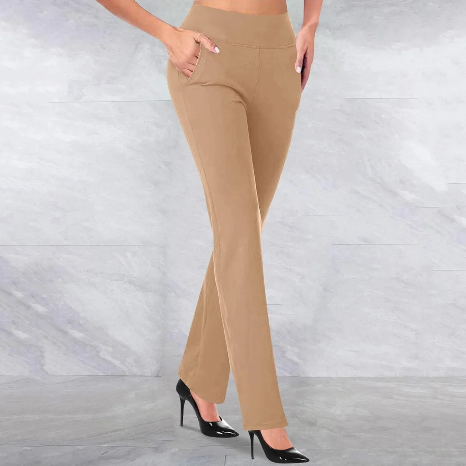 Work Pants for Women 2025 High Waist Stretch Soft Comfy Athletic Workout Yoga Pants Fashion Casual Business Trousers