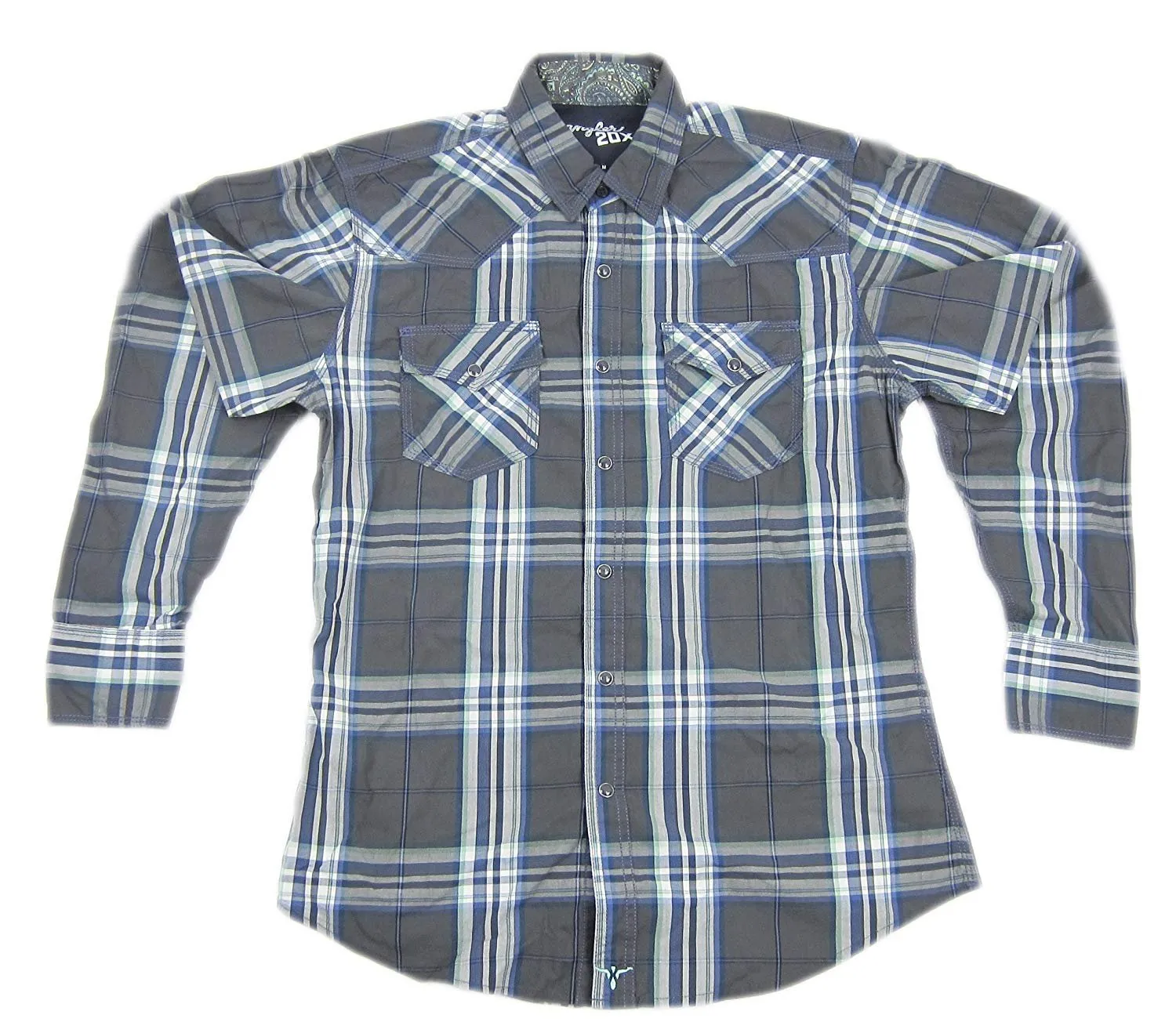 Wrangler Mens Twenty X Western Plaid Long Sleeve Shirt, MJ1259M