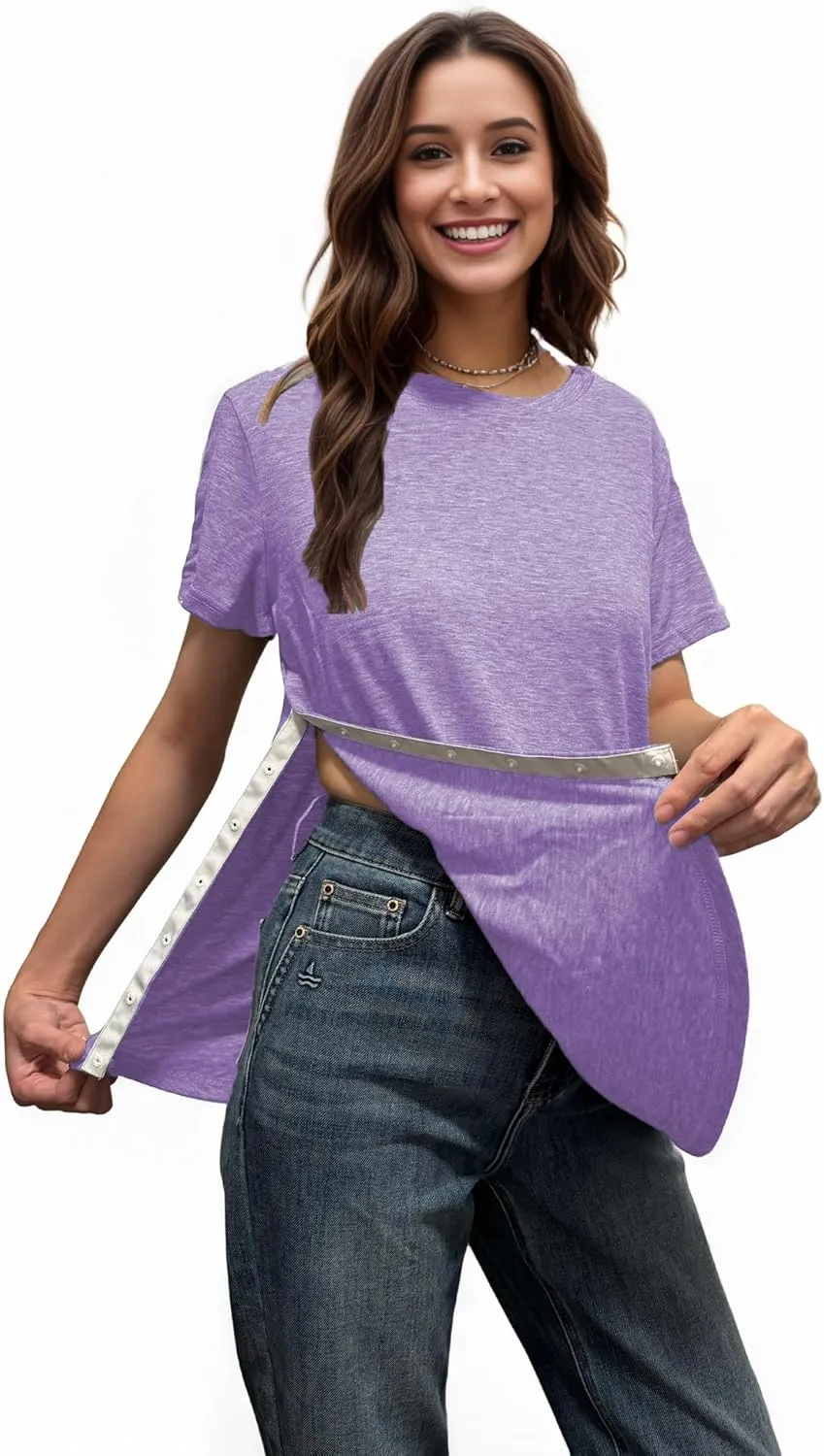 Youdiao Post Shoulder Surgery Shirt for Women Tear Away Snap Short Sleeve Rotator Cuff Recovery Must Haves Chemo Clothing