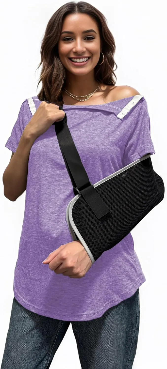 Youdiao Post Shoulder Surgery Shirt for Women Tear Away Snap Short Sleeve Rotator Cuff Recovery Must Haves Chemo Clothing